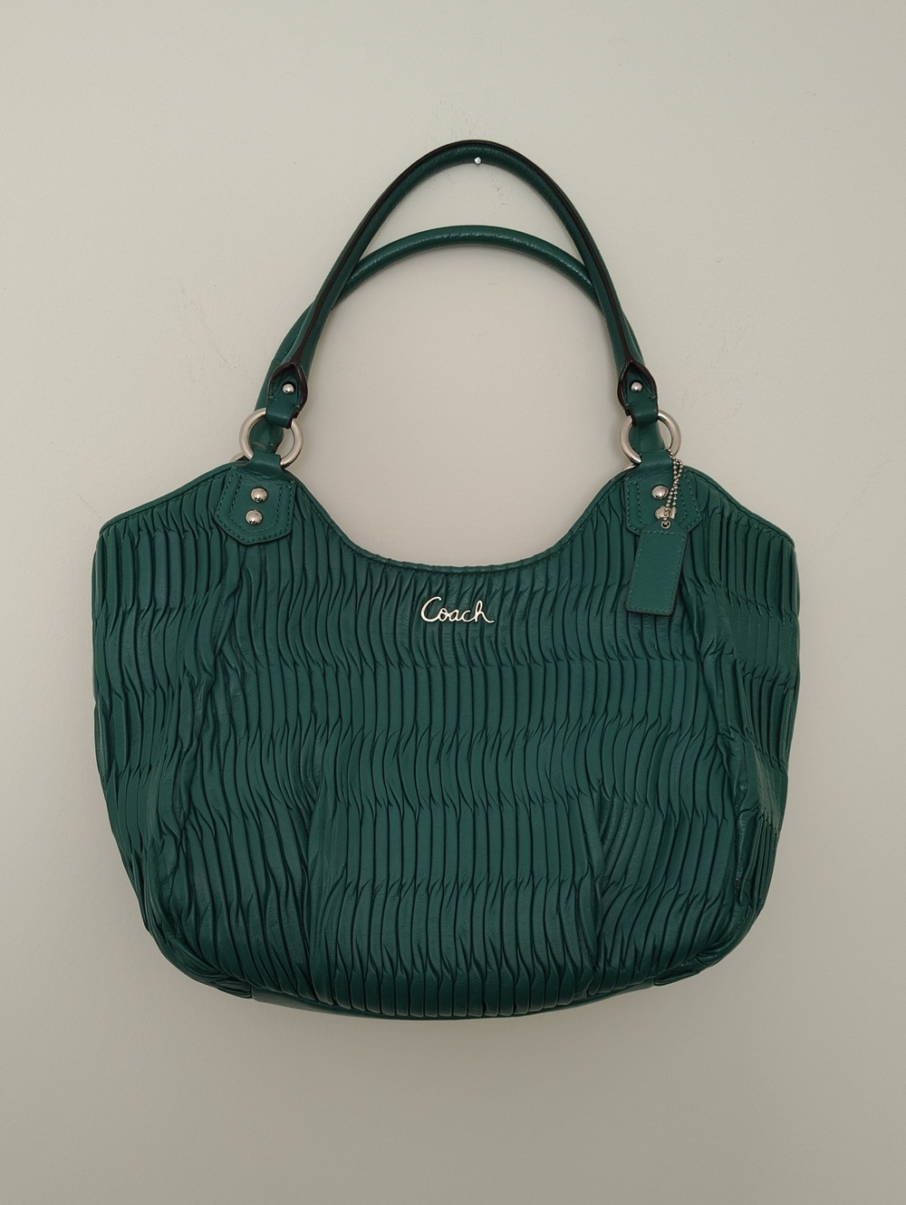 Coach Teal Gathered Shoulder Bag